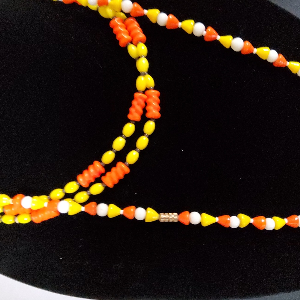 Vibrant Candy Corn Glass Necklace Lot - Picture 2 of 8